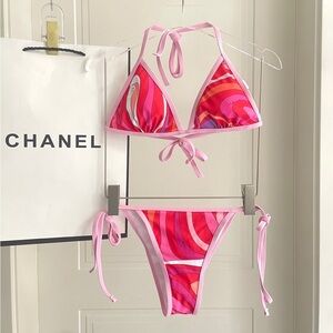 Emilio Pucci Pink and Red Bikini Set
